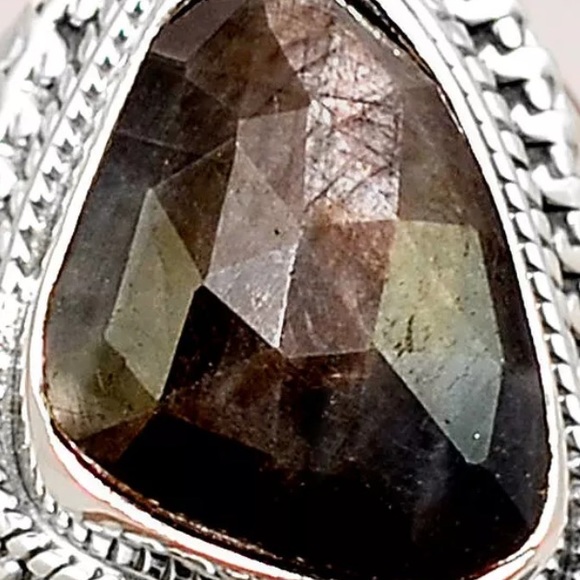 Faceted star sapphire sterling silver rings size 8 - Picture 3 of 4